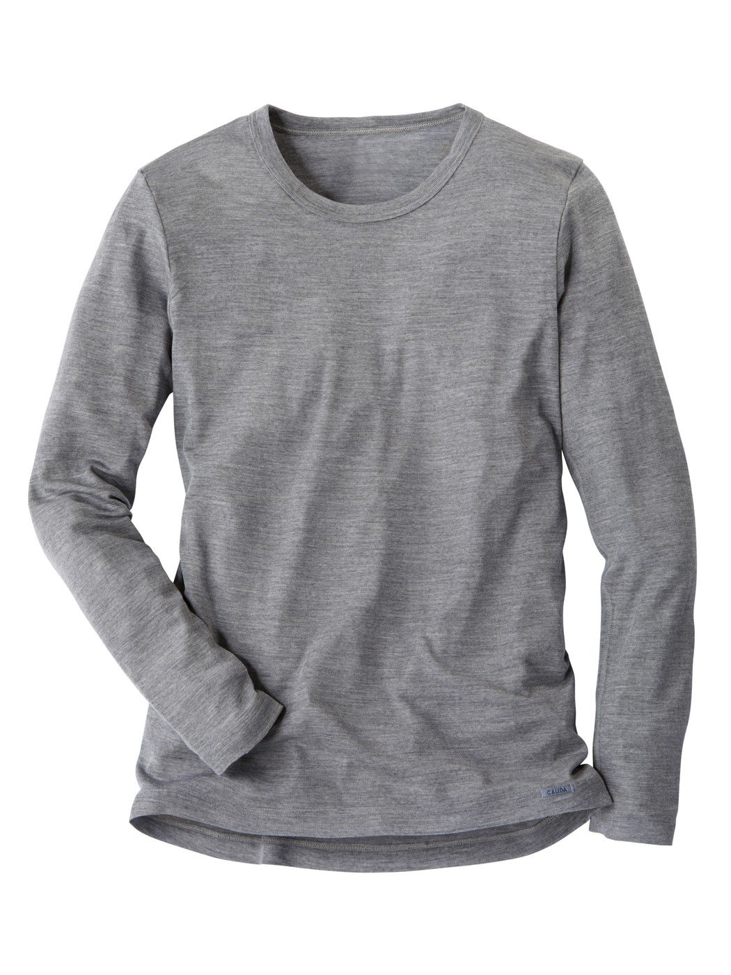 Herren - Langarm-Shirt aus Wolle und Seide aus Wolle in Grau, Einfarbig aus Serie Wool & Silk von CALIDA