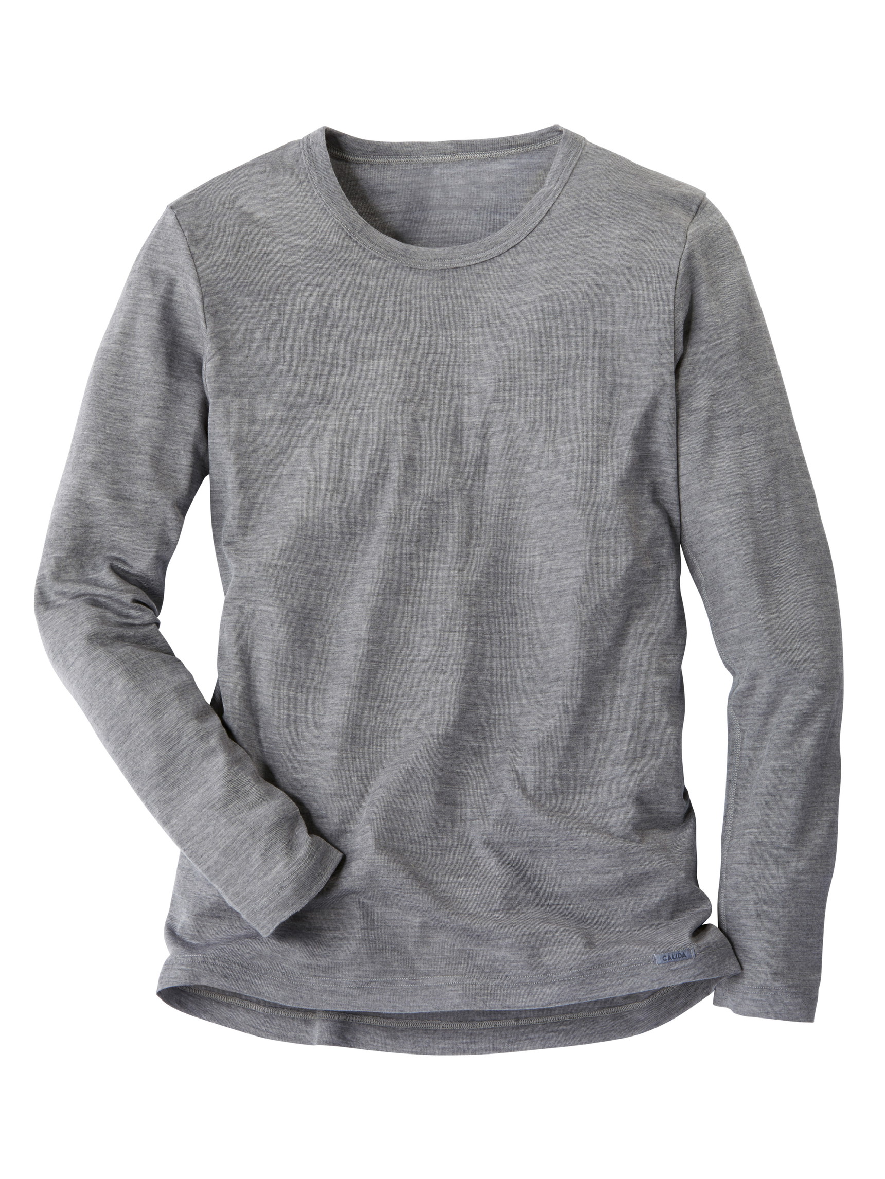 Herren - Langarm-Shirt aus Wolle und Seide aus Wolle in Grau, Einfarbig aus Serie Wool & Silk von CALIDA