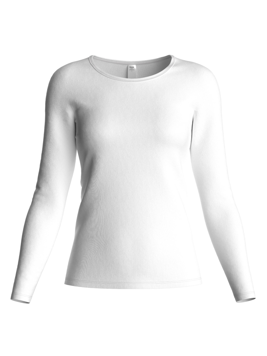 Femme - T-shirt à manches longues en Coton de couleur Blanc, Unicolore, de la série Natural Comfort de CALIDA