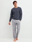 Men model is wearing Sweatshirt made of Cotton in Grey, Unicoloured from the RMX Lounge Casual series by CALIDA, Outfit