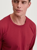 Herren-Model trägt Langarm-Shirt aus 100% Baumwolle in Rot, Einfarbig aus Serie Remix Basic Sleep von CALIDA, Vorderansicht
