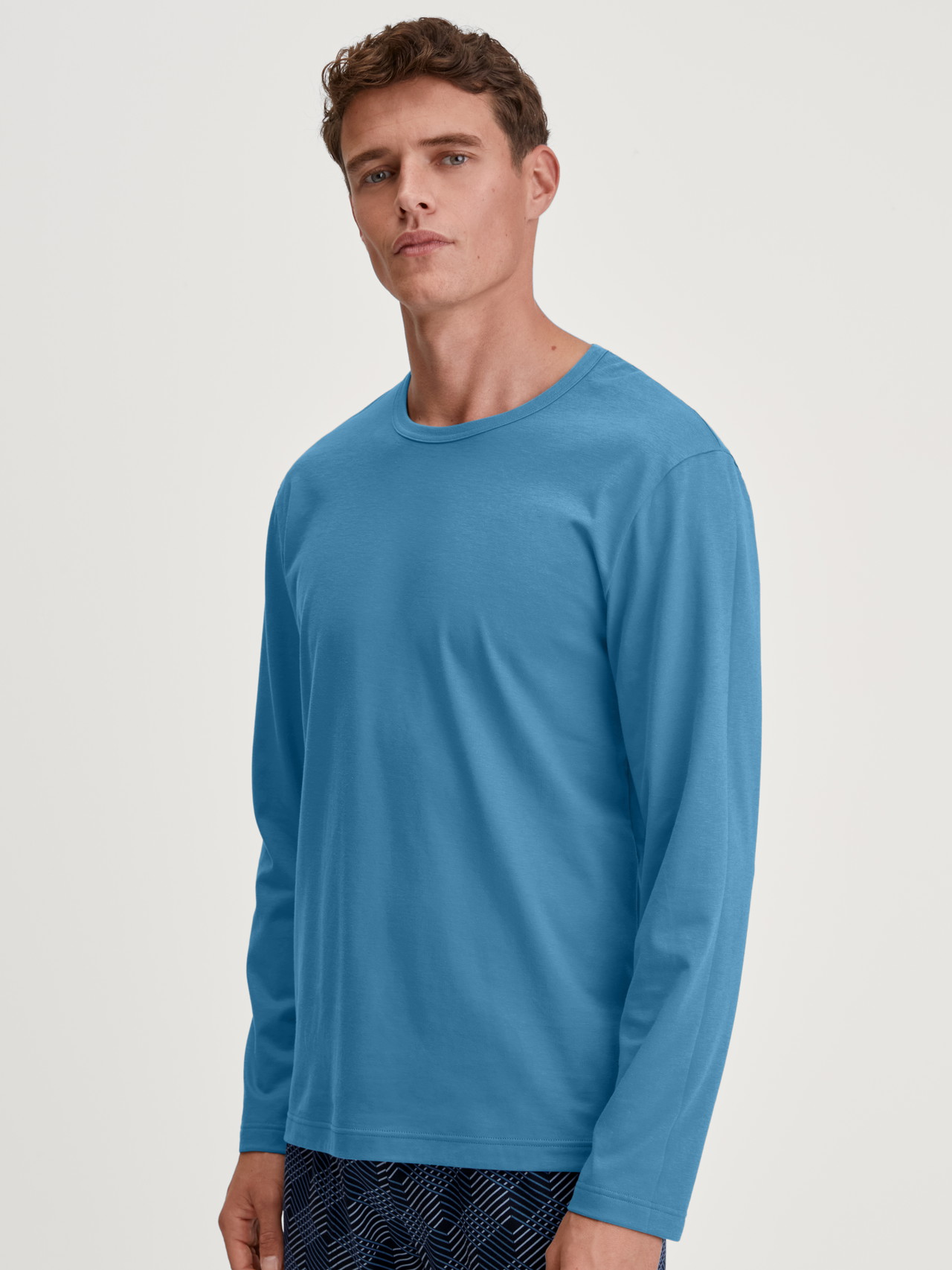 CALIDA RMX Sleep Leisure Langarm-Shirtfür Herren, S, Blau, Hochwertige Kombinationsmöglichkeiten