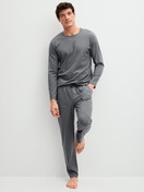 Men model is wearing Shirt long sleeve made of 100% Cotton in Grey, Unicoloured from the RMX Sleep Leisure series by CALIDA, Additional Image