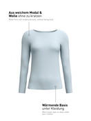 Damen - Langarm-Shirt aus Modal in Blau, Einfarbig aus Serie Second Skin von CALIDA
