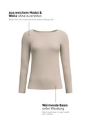 Damen - Langarm-Shirt aus Modal in Beige, Einfarbig aus Serie Second Skin von CALIDA