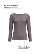 Damen - Langarm-Shirt aus Modal in Braun, Einfarbig aus Serie Second Skin von CALIDA