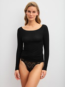 Women model is wearing  made of Modal in Black, Unicoloured from the Second Skin series by CALIDA, Outfit