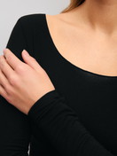 Women model is wearing  made of Modal in Black, Unicoloured from the Second Skin series by CALIDA, Detail