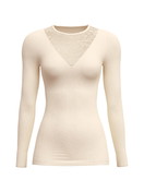 Donna - Maglia a manica lunga in lana e seta in Lana di colore Beige, Tinta unita, della serie Silky Wool Glam di CALIDA