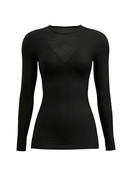 Donna - Maglia a manica lunga in lana e seta in Lana di colore Nero, Tinta unita, della serie Silky Wool Glam di CALIDA