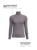 Damen - Langarm-Shirt mit Rollkragen aus Modal in Braun, Einfarbig aus Serie Second Skin von CALIDA