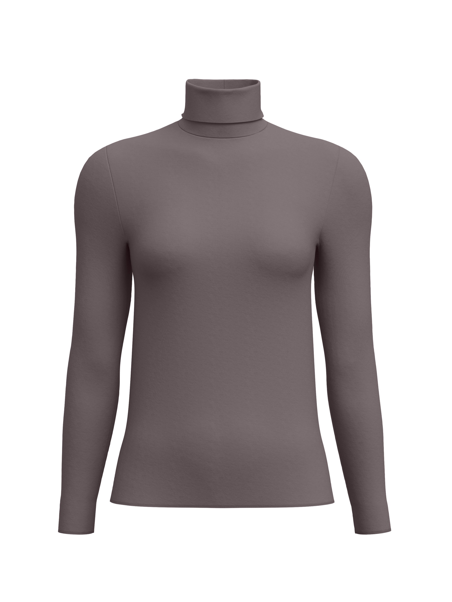 Damen - Langarm-Shirt mit Rollkragen aus Modal in Braun, Einfarbig aus Serie Second Skin von CALIDA