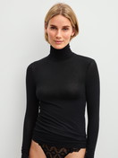 Women model is wearing  made of Modal in Black, Unicoloured from the Second Skin series by CALIDA, Front view
