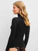 Women model is wearing  made of Modal in Black, Unicoloured from the Second Skin series by CALIDA, Back view