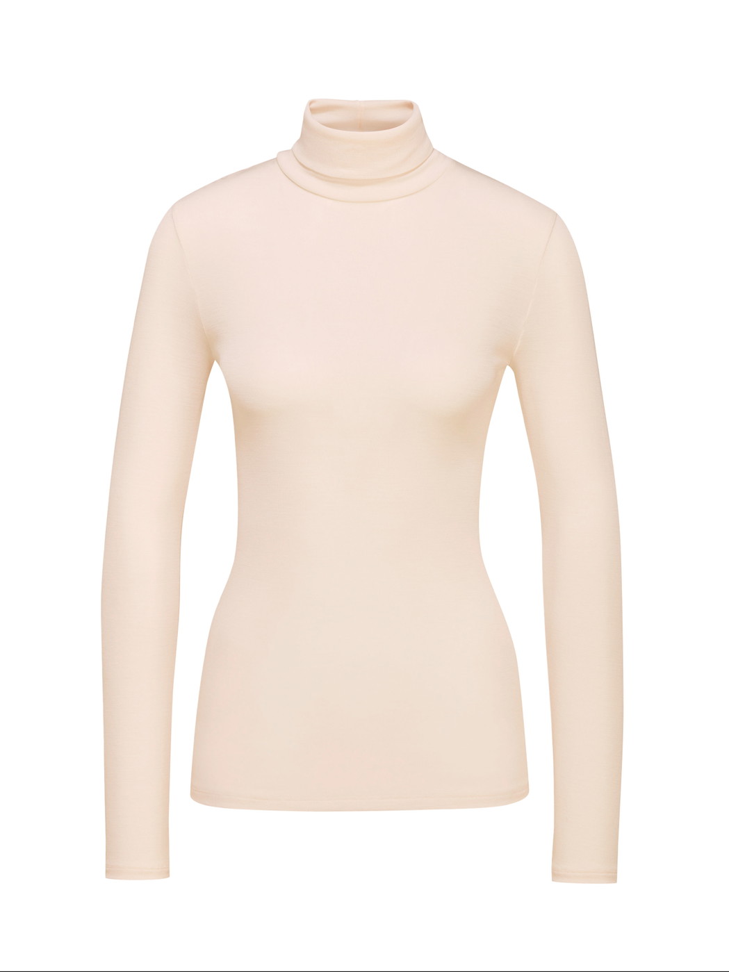Women - Long-sleeve turtleneck shirt in wool-silk made of Swiss+Cotton in Beige, Unicoloured, from the True Confidence series by CALIDA