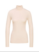 Women - Long-sleeve turtleneck shirt in wool-silk made of Swiss+Cotton in Beige, Unicoloured, from the True Confidence series by CALIDA