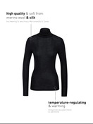 Femme - T-shirt à manches longues à col roulé en laine et soie en Laine de couleur Noir, Unicolore, de la série True Confidence de CALIDA