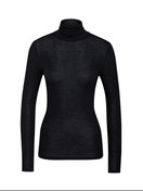 Women - Long-sleeve shirt with roll neck made of wool and silk made of Wool in Black, Unicoloured, from the True Confidence series by CALIDA