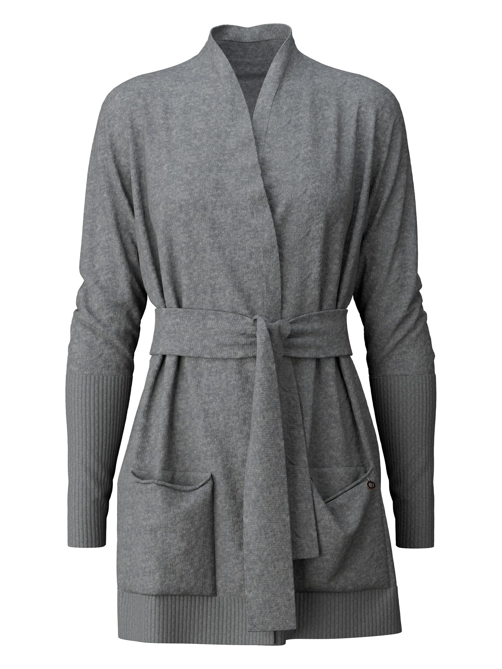 Damen - Strickjacke aus Merinowolle aus Wolle in Grau, Einfarbig aus Serie The Cosy Collection von CALIDA