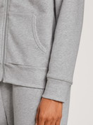 Damen - Jacke aus 100% Baumwolle in Grau, Einfarbig aus Serie Lounge & Relax von CALIDA, Detail