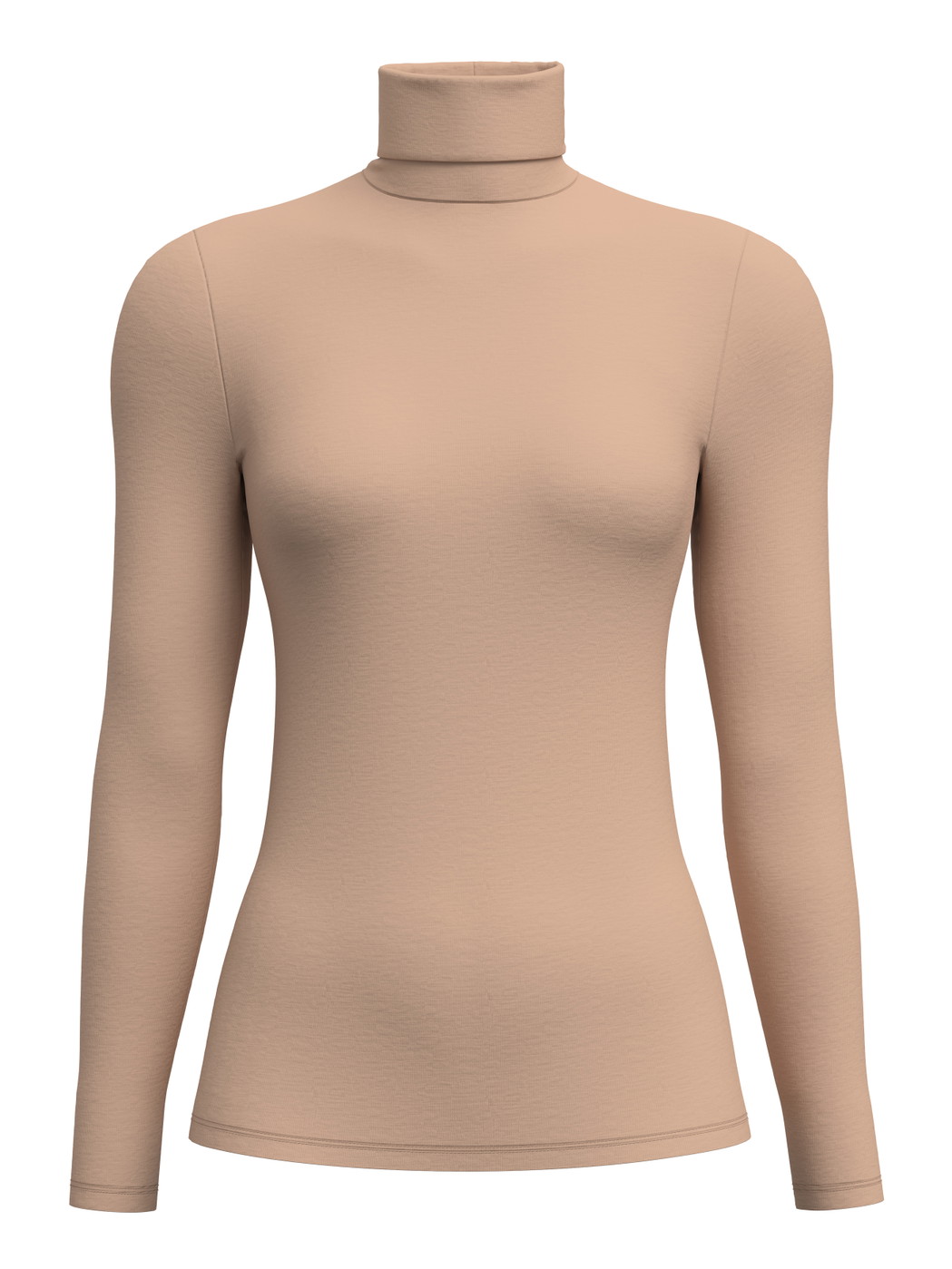 Femme - T-shirt à manches longues à col roulé en laine et soie en Laine de couleur Marron, Unicolore, de la série True Confidence de CALIDA