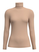 Femme - T-shirt à manches longues à col roulé en laine et soie en Laine de couleur Marron, Unicolore, de la série True Confidence de CALIDA