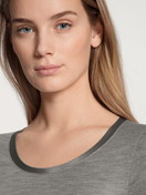 Women - Shirt long sleeve made of Wool in Grey, Unicoloured, from the True Confidence series by CALIDA, Detail