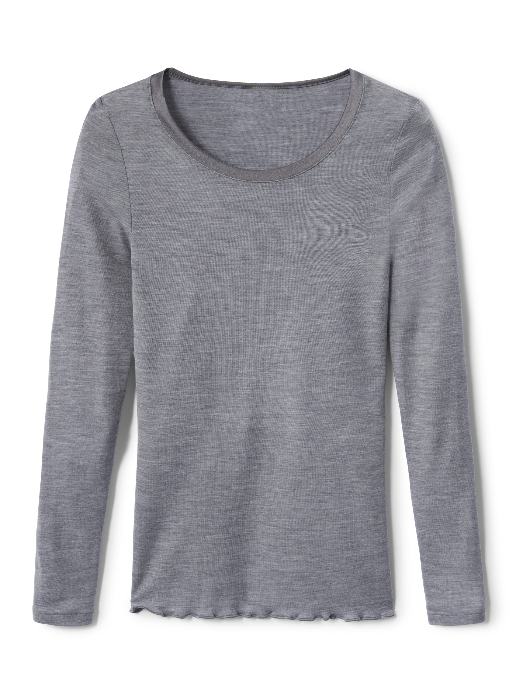Women - Shirt long sleeve made of Wool in Grey, Unicoloured, from the True Confidence series by CALIDA