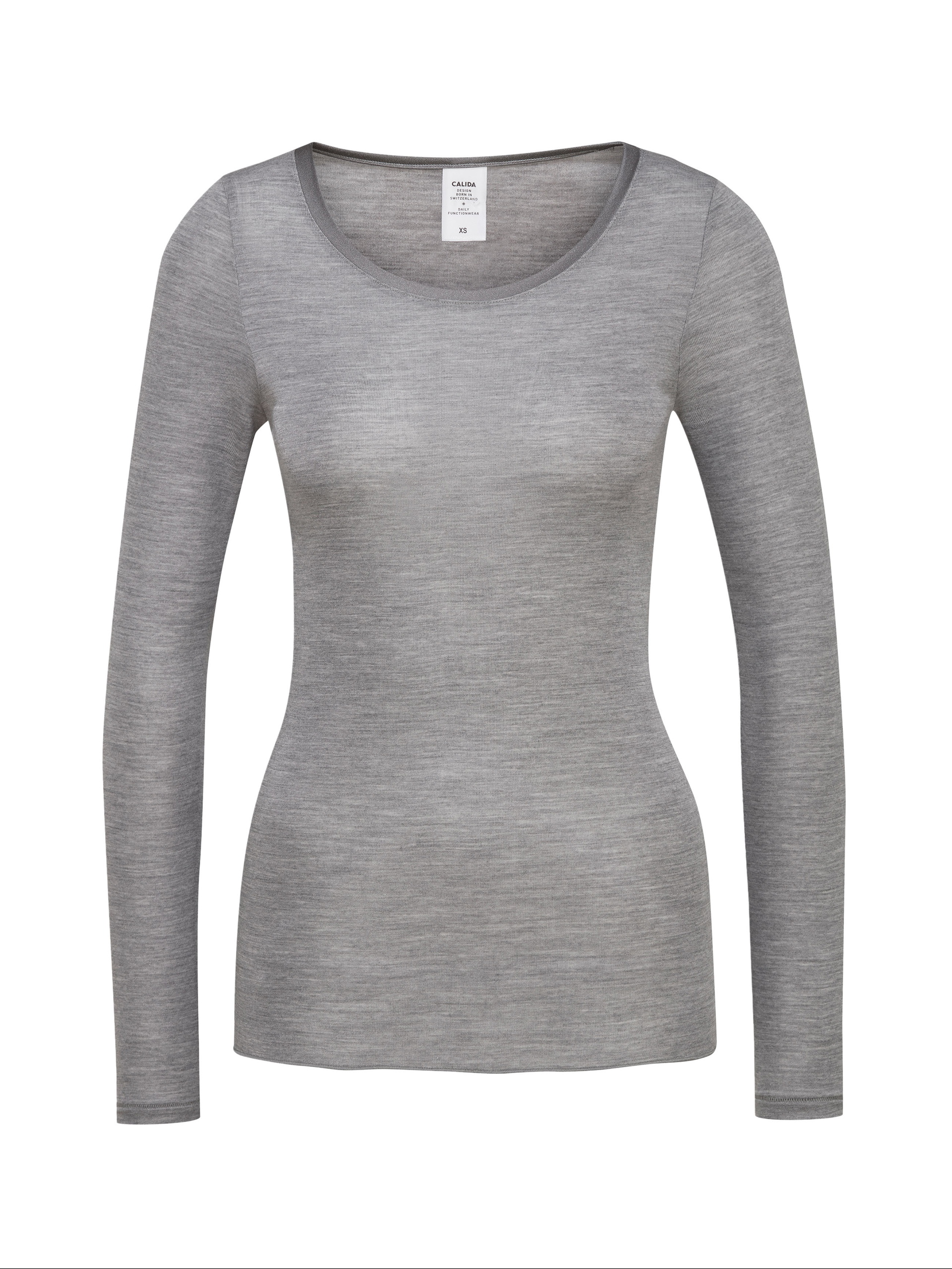 Damen - Langarm-Shirt aus Wolle-Seide aus Wolle in Grau, Einfarbig aus Serie True Confidence von CALIDA