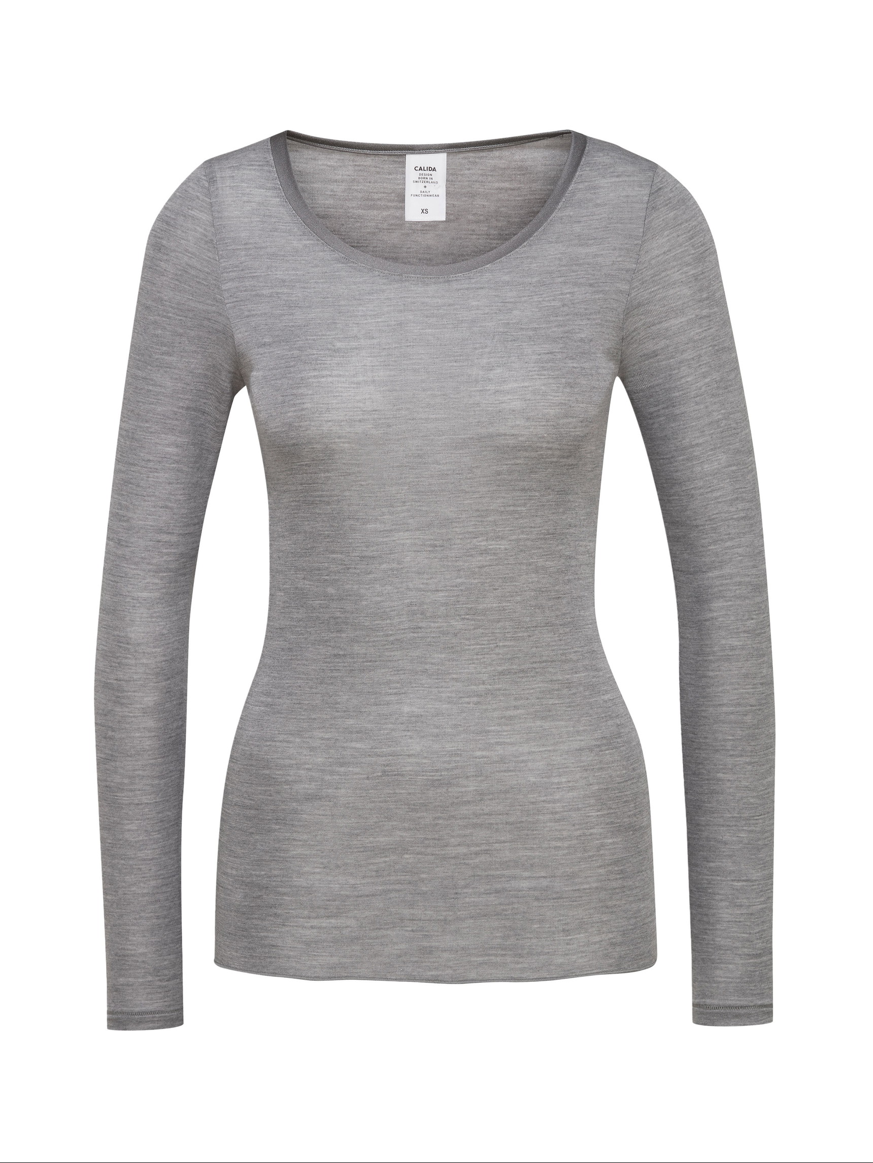 Women - Shirt long sleeve made of Wool in Grey, Unicoloured, from the True Confidence series by CALIDA