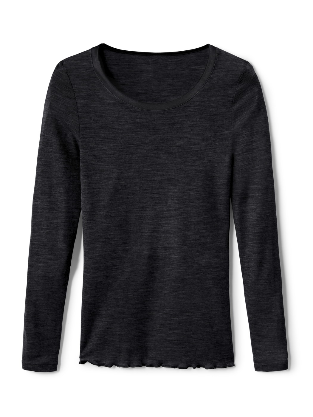Femme - T-shirt à manches longues en Laine de couleur Noir, Unicolore, de la série True Confidence de CALIDA