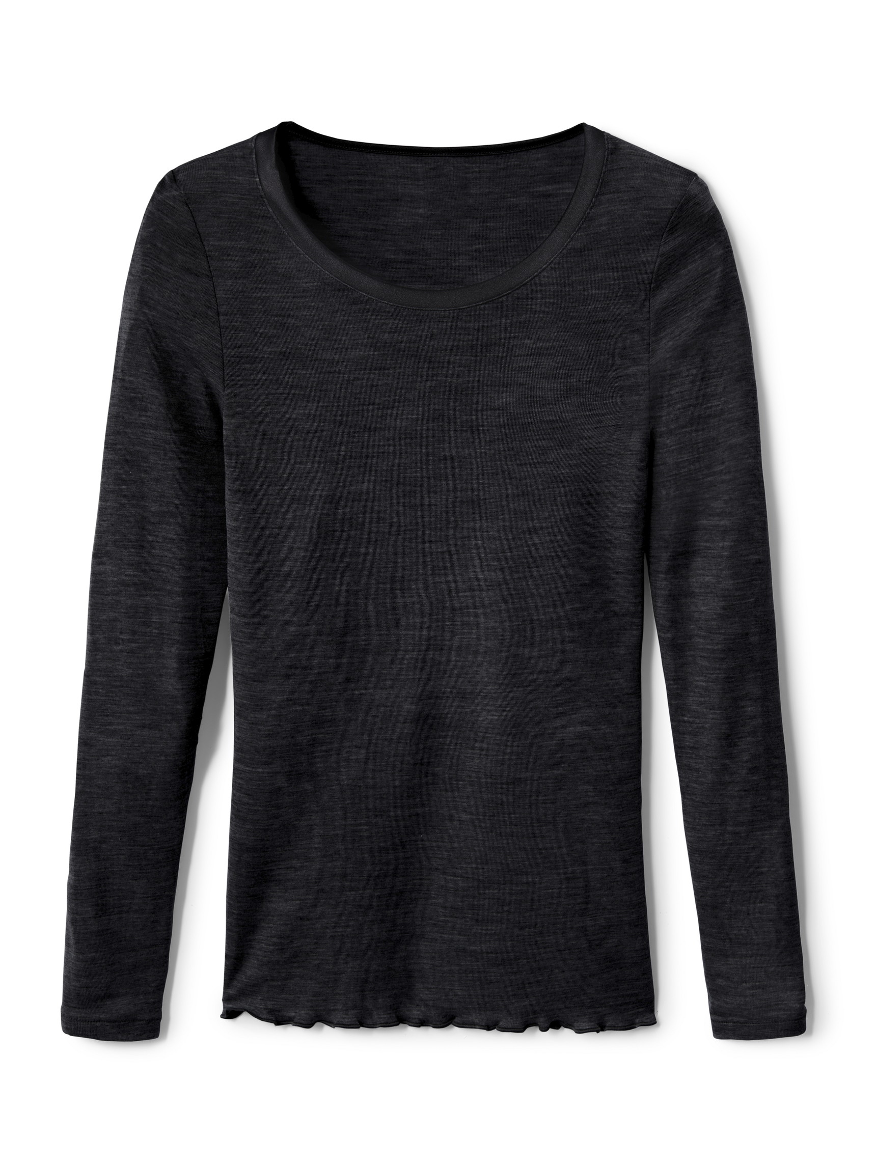 Women - Shirt long sleeve made of Wool in Black, Unicoloured, from the True Confidence series by CALIDA