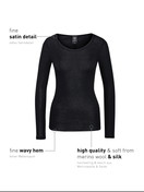 Femme - T-shirt à manches longues en Laine de couleur Noir, Unicolore, de la série True Confidence de CALIDA