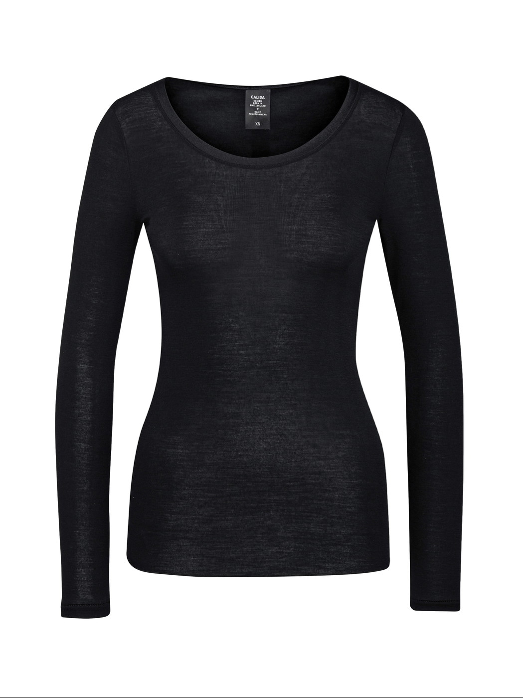 Femme - T-shirt à manches longues en Laine de couleur Noir, Unicolore, de la série True Confidence de CALIDA