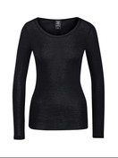 Damen - Langarm-Shirt aus Wolle-Seide aus Wolle in Schwarz, Einfarbig aus Serie True Confidence von CALIDA