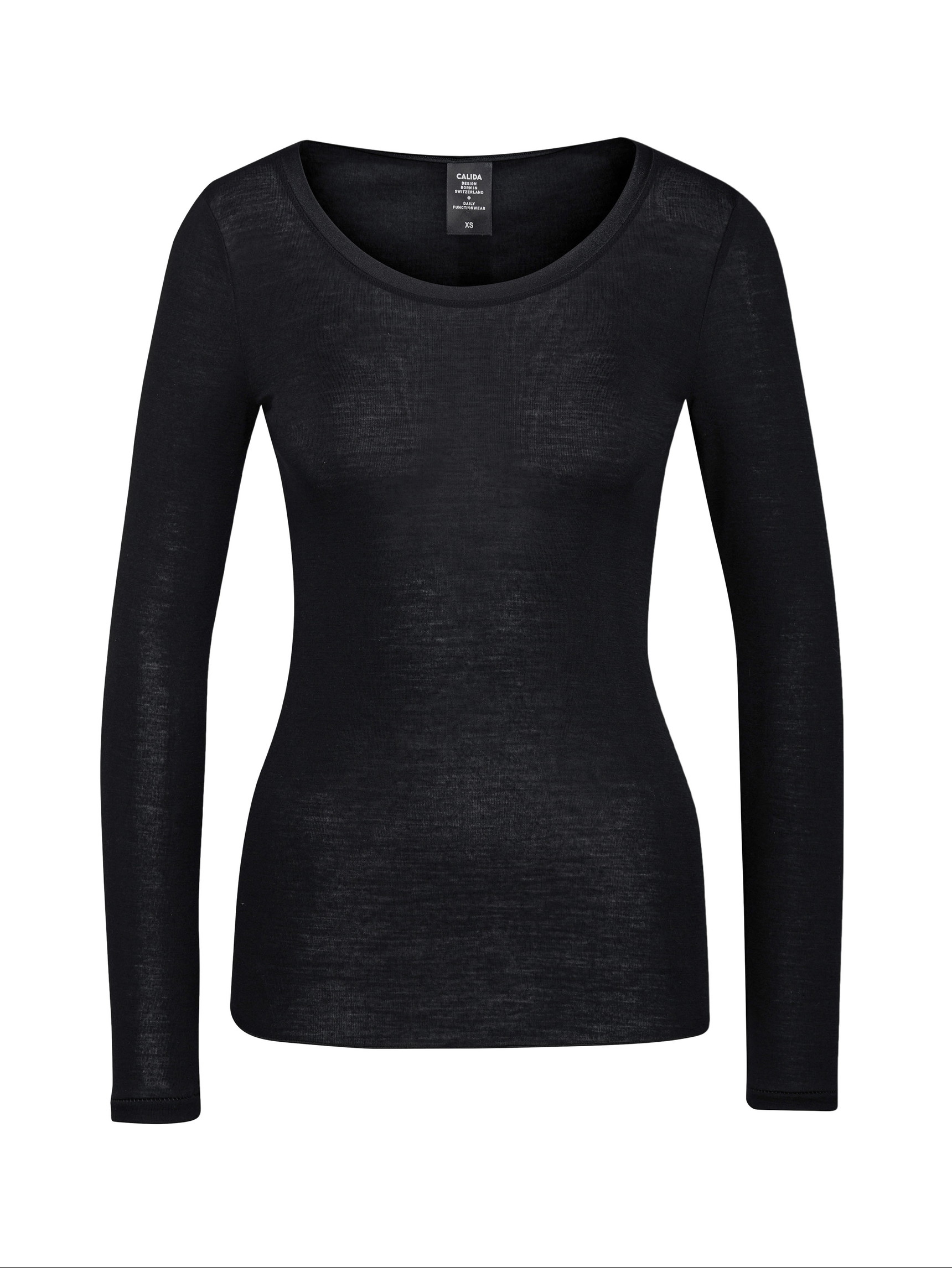 Women - Shirt long sleeve made of Wool in Black, Unicoloured, from the True Confidence series by CALIDA