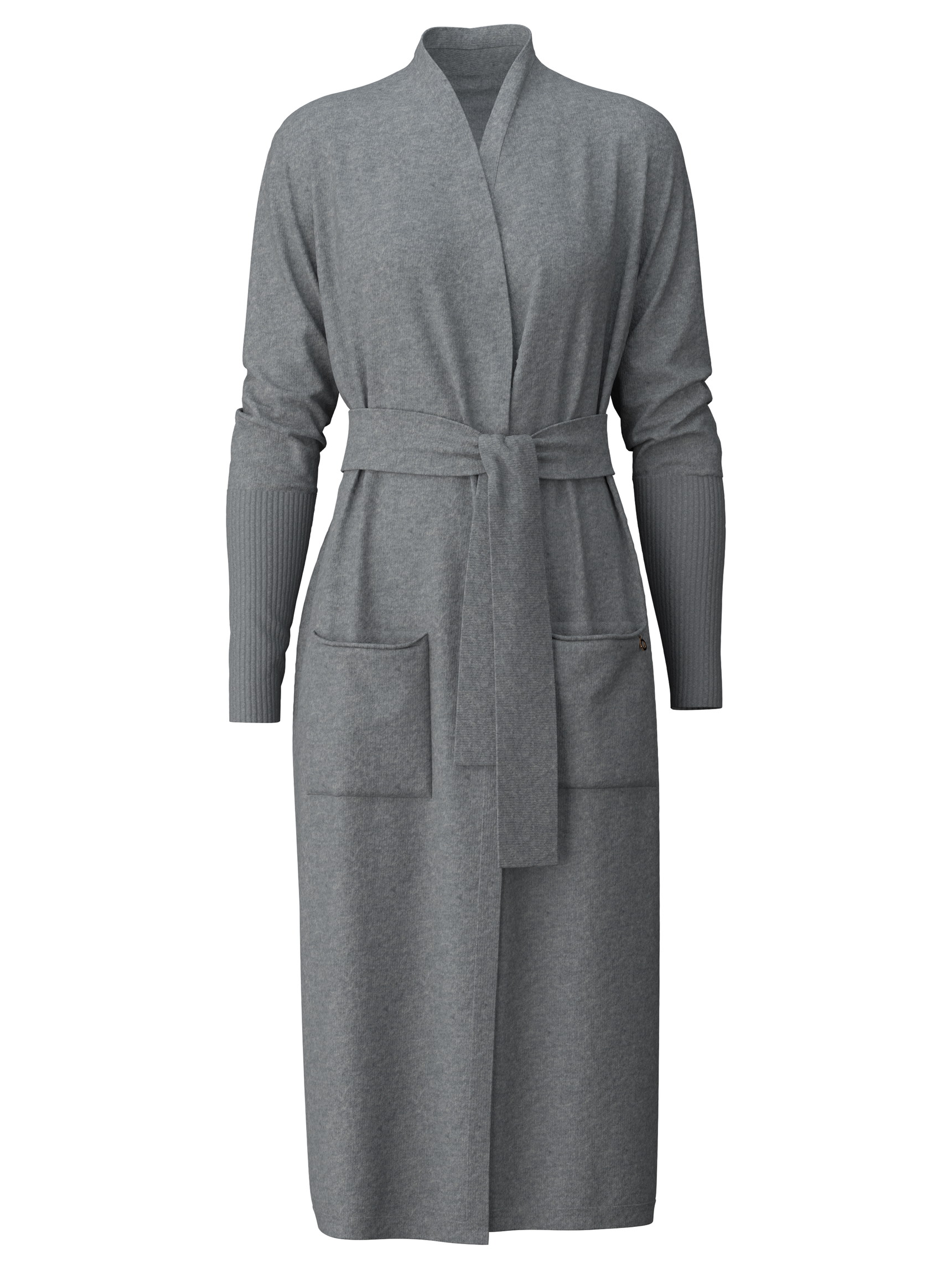 Damen - Kimono aus Merinowolle aus Wolle in Grau, Einfarbig aus Serie The Cosy Collection von CALIDA