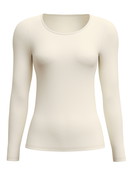 Donna - Maglia a maniche lunghe in lana e seta in Lana di colore Beige, Tinta unita, della serie True Confidence di CALIDA