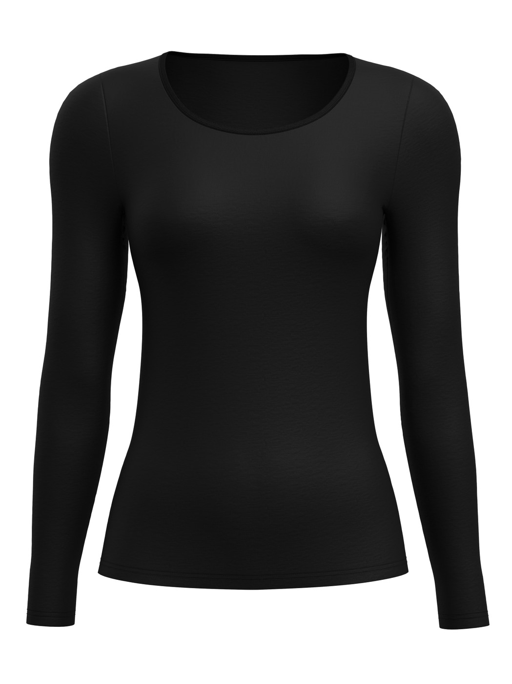 Damen - Langarm-Shirt aus Wolle-Seide aus Wolle in Schwarz, Einfarbig aus Serie True Confidence von CALIDA