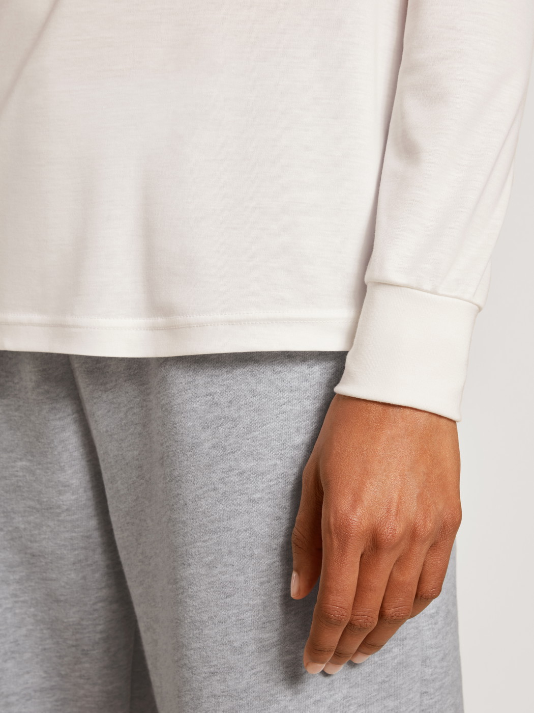 Women - Long-sleeved shirt made of Modal in White, Unicoloured, from the Lounge & Relax series by CALIDA, Detail