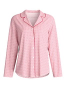 Damen - Langarm-Shirt mit Knöpfen aus Baumwolle in Rosa, Gemustert aus Serie Favourites Love von CALIDA