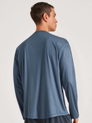 Herren-Model trägt Langarm-Shirt aus Lyocell in Blau, Einfarbig aus Serie DSW Cooling von CALIDA, Rückansicht