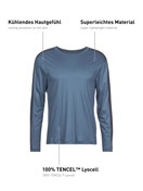 Herren - Langarm-Shirt aus Lyocell in Blau, Einfarbig aus Serie DSW Cooling von CALIDA