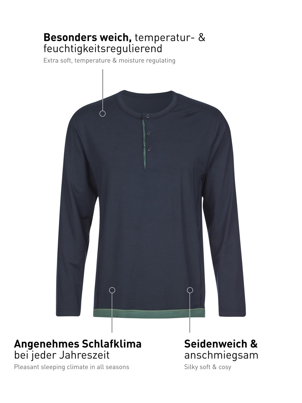 Men - Shirt long-sleeve made of Modal in Blue, Unicoloured, from the DSW Balancing series by CALIDA