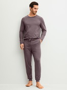 Herren-Model trägt Langarm-Shirt aus Modal in Braun, Einfarbig aus Serie DSW Balancing von CALIDA, Outfit