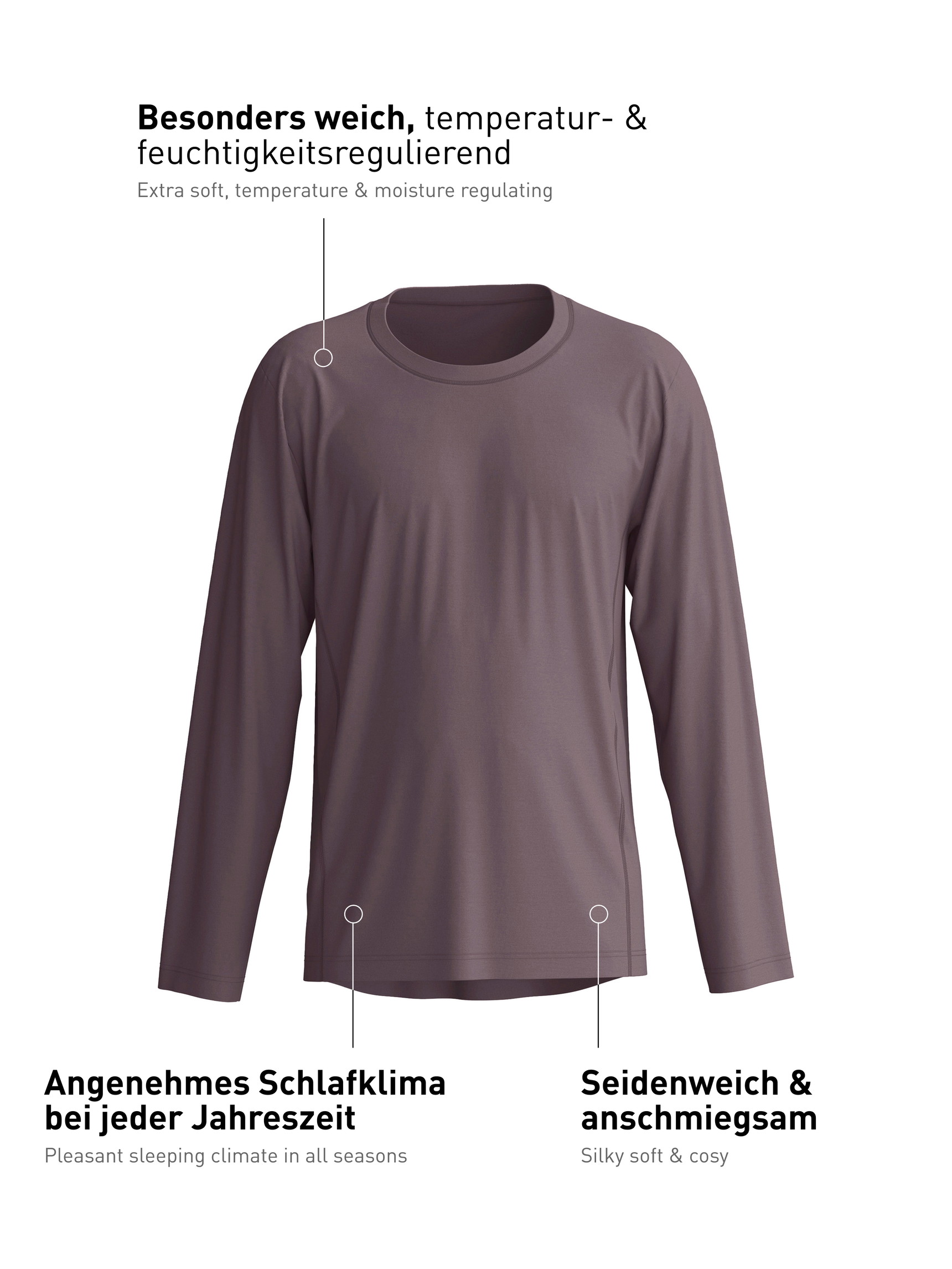 Men - Shirt long sleeve made of Modal in Brown, Unicoloured, from the DSW Balancing series by CALIDA