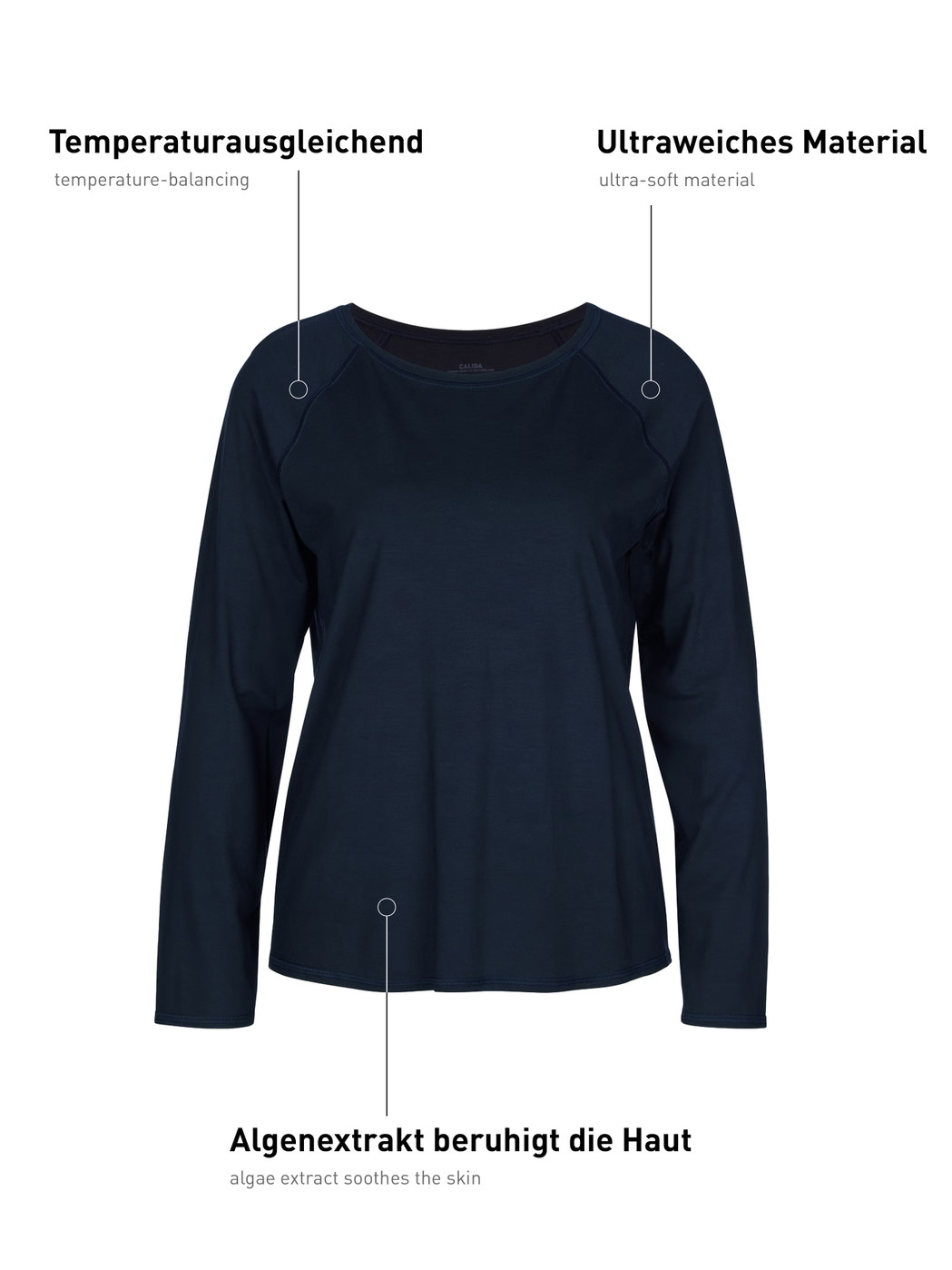 Women - Shirt long-sleeve made of Modal in Blue, Unicoloured, from the DSW Balancing series by CALIDA