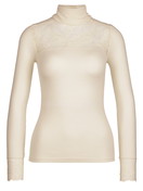 Women - Long-sleeve turtleneck shirt in wool-silk made of Wool in Beige, Lace, from the Silky Wool Glam series by CALIDA