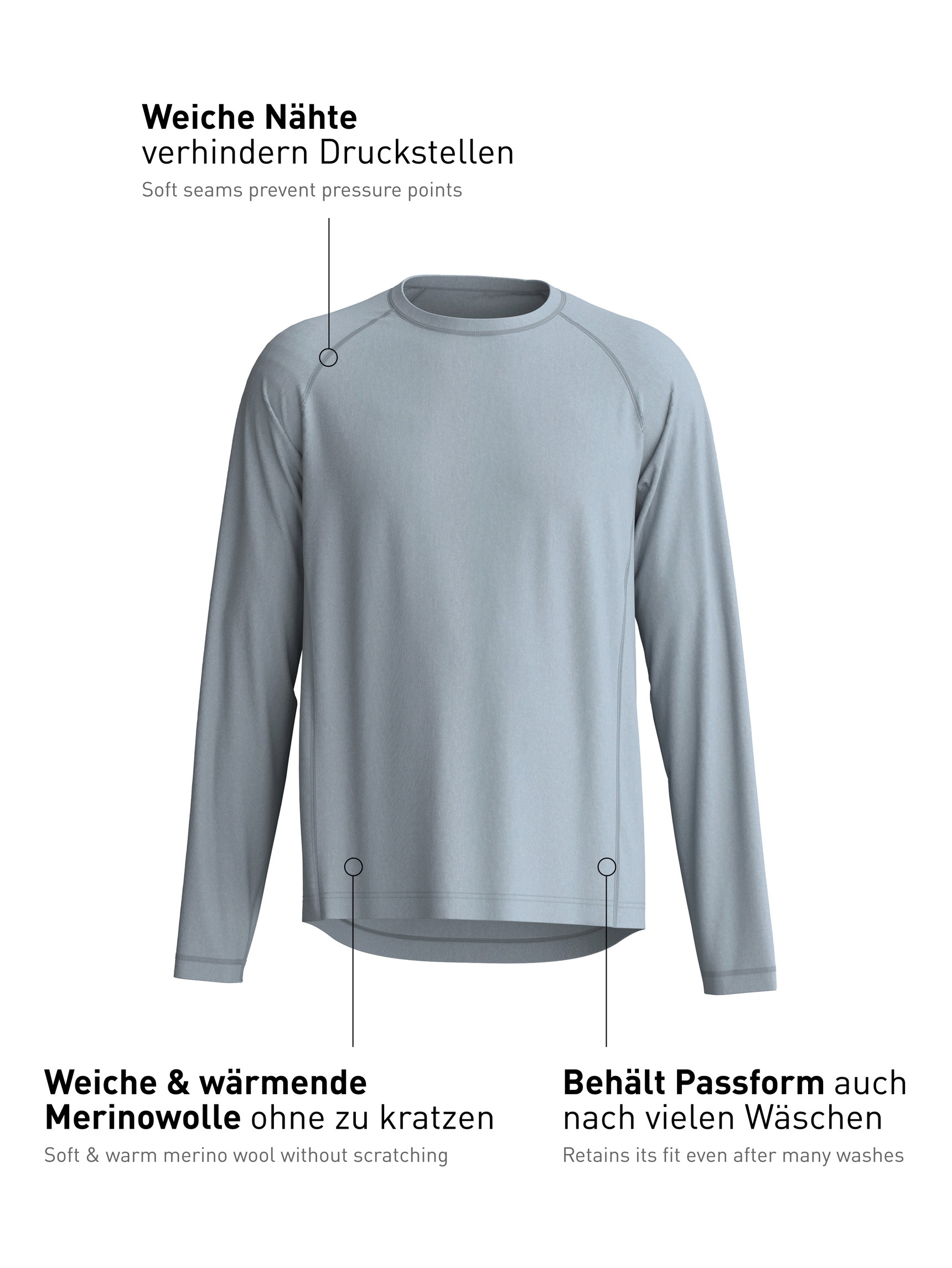Homme - T-shirt à manches longues en Lyocell de couleur Gris, Unicolore, de la série DSW Warming de CALIDA