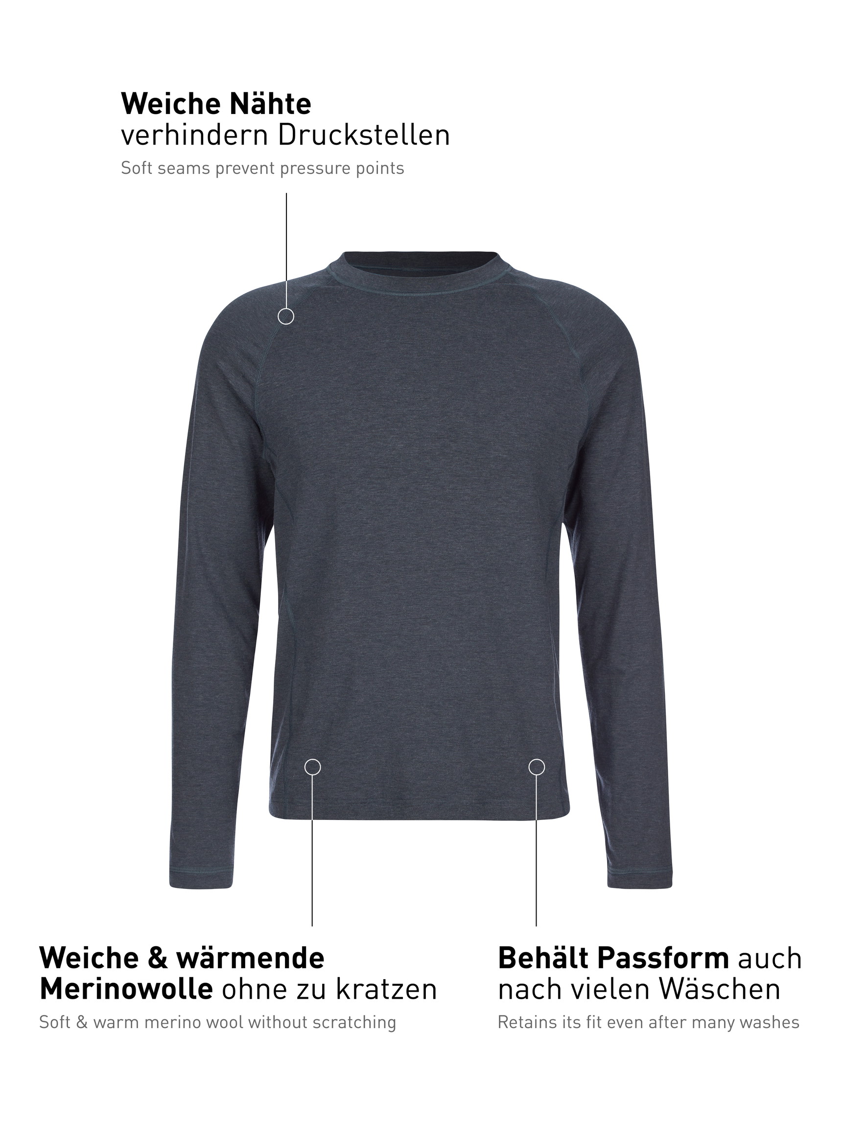 Homme - T-shirt à manches longues en Lyocell de couleur Gris, Unicolore, de la série DSW Warming de CALIDA